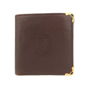 AUTH CARTIER Bifold Wallet • Must De Carrier in Bordeaux Leather Authentic